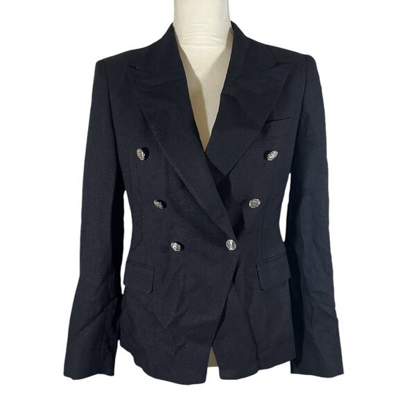 Tagliatore J-Alicya Black Double Breasted Blazer Jacket Made in Italy Size 44